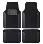 Bdk Carpet Floor Mats, Black Two-tone Design Pu Leather Trim, MT-202-BK. Fixed Price $22.00.