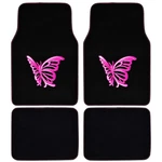 Pink Butterfly Design Floor Mats 4 Pieces Full Set Rubber Backing-universal Fit. Fixed Price $29.90.