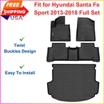 Floor Mats & Cargo Liners For Hyundai Santa Fe Sport 2013-18, Tpe Rubber Black. Fixed Price $143.00.