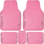 Car Pass Bling Leather Mats Front And Rear 5PCS , Pink Diamond. Fixed Price $62.99.
