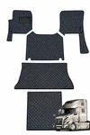 Volvo Vnl 860 Semi Truck Floor Mats Set Faux Leather Heavy Duty Black/blue. Fixed Price $230.00.