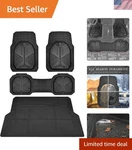 Universal Fit Deep-dish Rubber Car Mats With Trunk Liner V12 Black, Waterproof. Fixed Price $122.99.