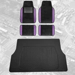 Fh Group Universal Fit Purple/black Carpet Floor Mats W/ Rubber Cargo. Fixed Price $39.09.
