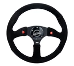 Nrg 350MM 2.5"DEEP Suede Red Button Reinforced Steeringwheel W/3BLCK Spokes. Fixed Price $180.00.