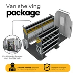Electrical Steel Shelving Fits Mercedes Sprinter, 144" Wb High Roof DHS-11. Fixed Price $5552.57.