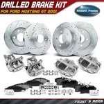 Front &rear Drilled Brake Rotors Pads + Caliper Ford Mustang 2001 Gt. Fixed Price $485.19.