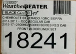 18241 Husky Liners Floor For 2014-2019 Chevrolet/gmc Pc Front Black. Fixed Price $107.95.
