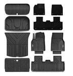 2025-2026 3W Tesla Model Y (juniper) Black Floor Mats 9 Piece Set With Carpet. Fixed Price $250.00.