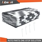 Labwork 9X12 Ft Rv Mat Outdoor Plastic Straw Rug Carpet Waterproof Black & White. Fixed Price $72.34.
