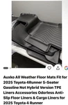 Auxko All Weather Floor Mats FIT2025 Toyota 4RUNNER 5-SEATER Gasoline Not Hybrid. Fixed Price $45.00.