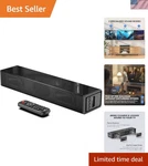 Small But Mighty 2.0 Channel Sound Bar With Remote Control And Wall Mount Kit. Fixed Price $65.99.