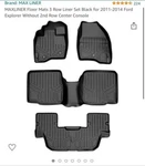 Maxliner Floor Mat 3 Row Set Black 11-14 Ford Explorer W/o 2ND Console. Fixed Price $169.00.